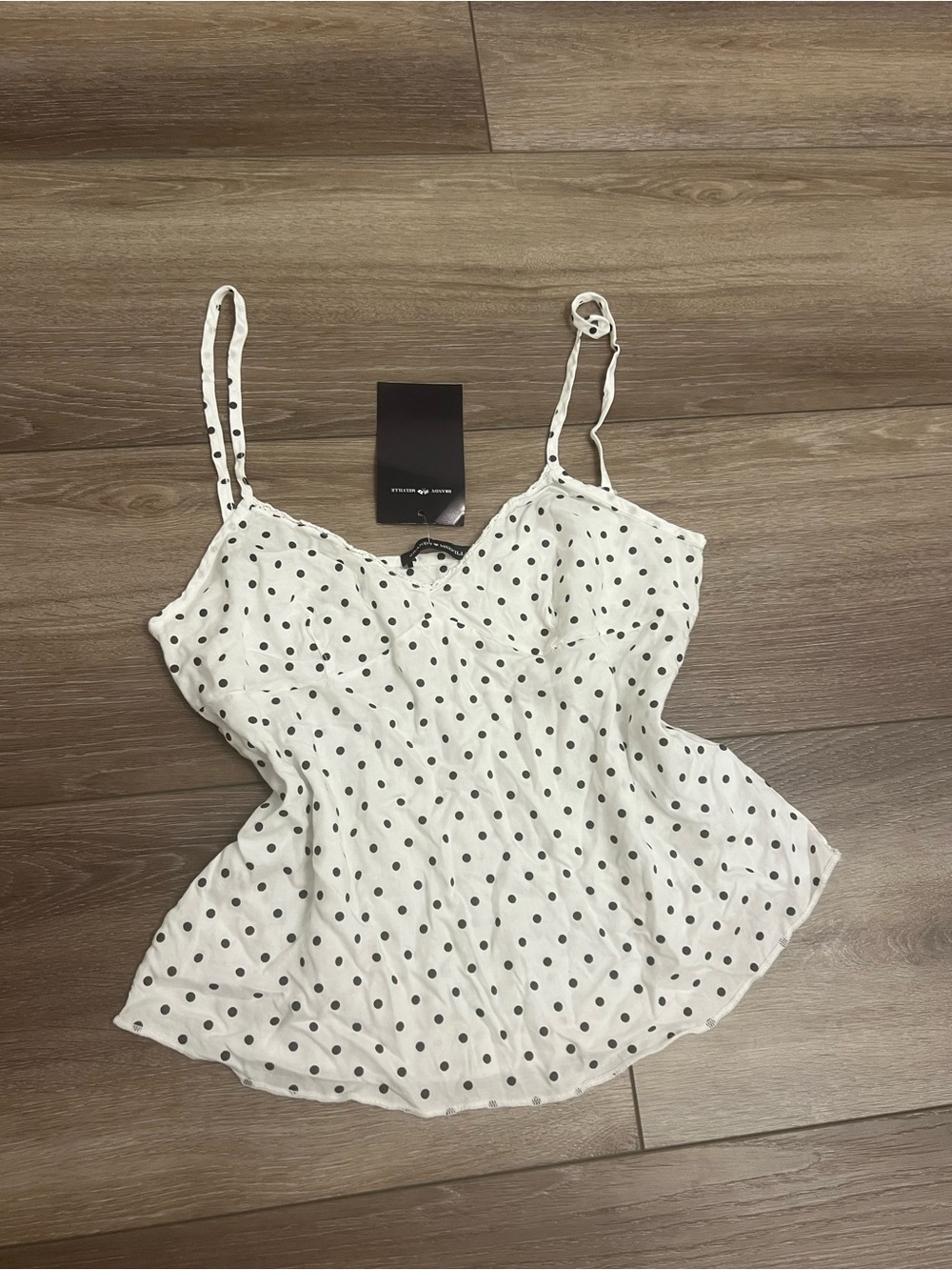 Brandy Melville White Cami with Black Polka Dots